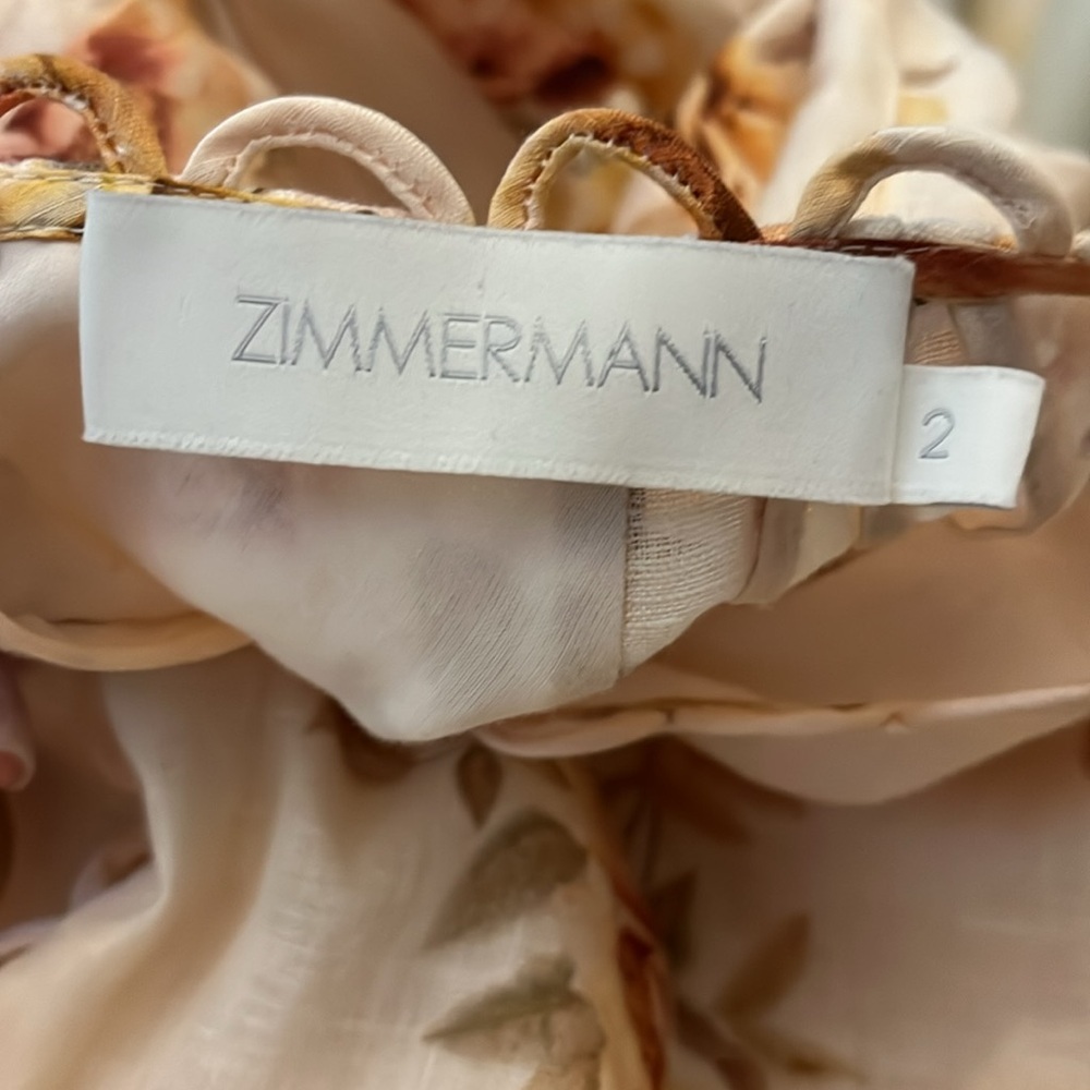 Zimmermann Rosa Linen Floral Minidress Size 2 US 8 - Picture 9 of 11